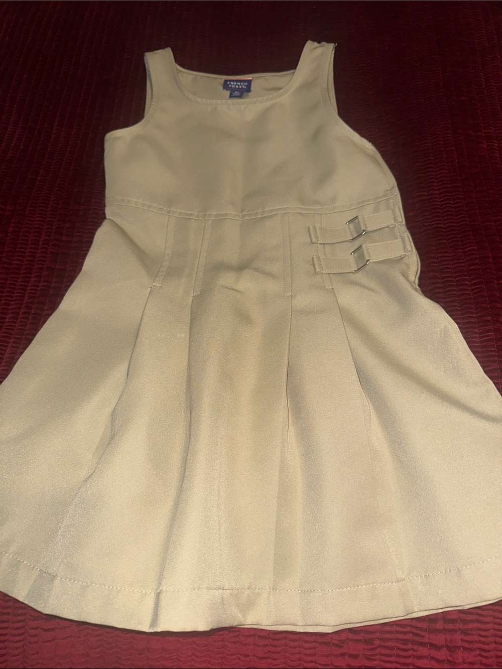 French Toast Khaki School Jumper with Side Buckle Detail
